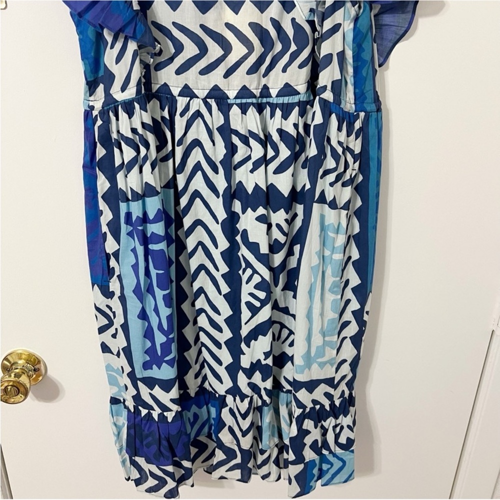 Figue Denissa NWT RARE Ruffle Tassel Drawstring Abstract Print Mini Dress Summer - Picture 11 of 15